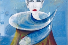 79) Frau mit Fisch, 57 x 38 cm, 2005, unverkäuflich